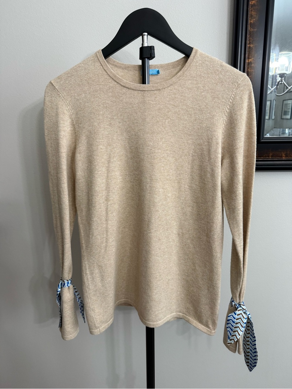 J. McLaughlin Neutral Tie-Sleeve Crewneck Sweater